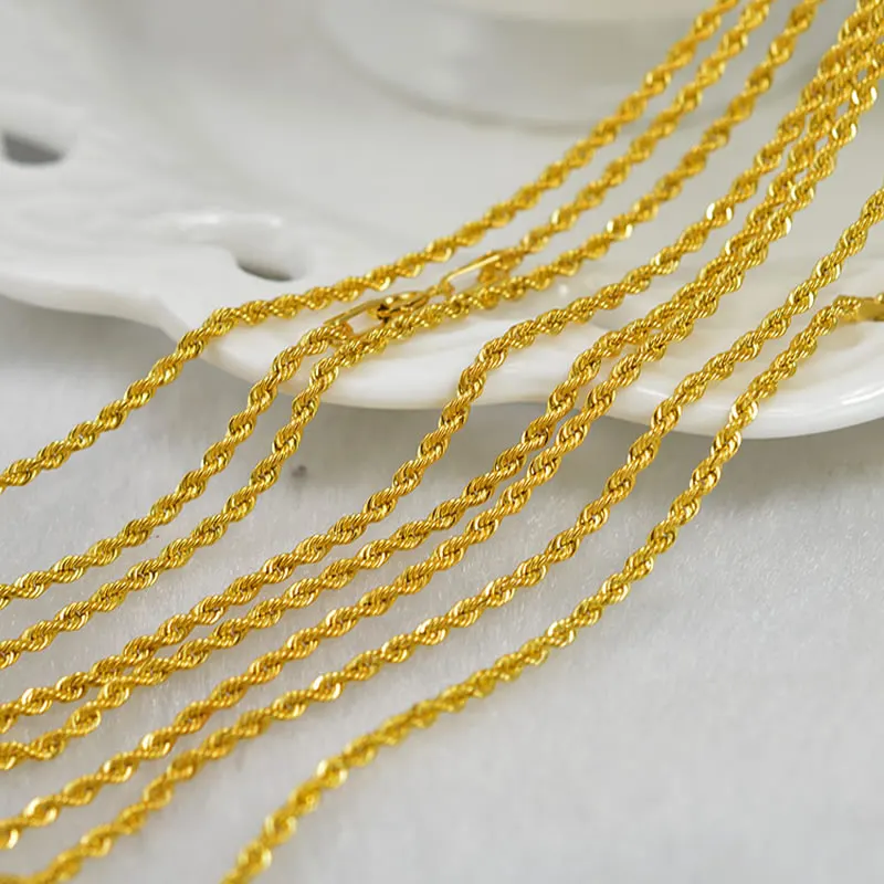 

Real 18K Yellow Gold Necklace Chain AU750 Gold Rope Link Chain Necklace