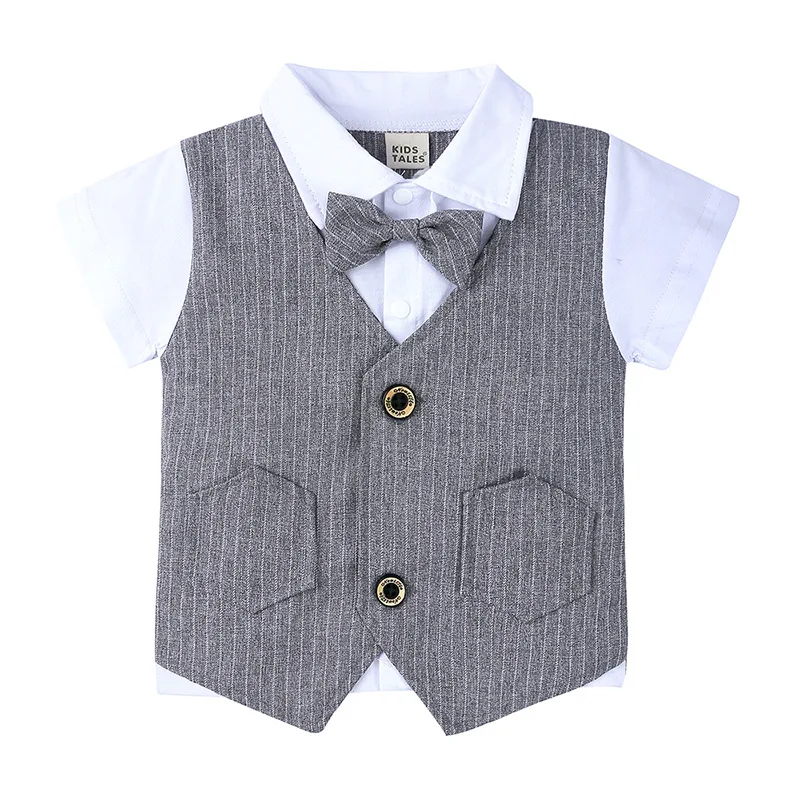 Bambino Ragazzo Signore Vestito Dei Bambini di Stile Britannico T-Shirt Maglia Top + Bow Tie bambini Vestiti Da Cerimonia Nuziale di Usura