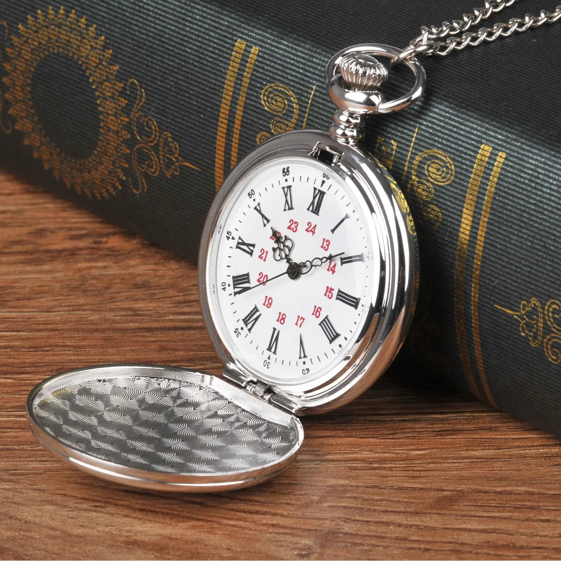 8809"To My Son I Love You" Series Pocket Watch Retro Roman Digital Pocket Watch Pendant with Chain Shi Ying Pocket Watch Gift