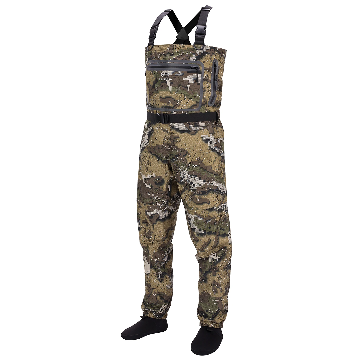Bassdash Veil Camo Chest Stocking Foot and Boot Foot Fishing Hunting Waders dla mężczyzn Oddychające i ultralekkie w 13 rozmiarach