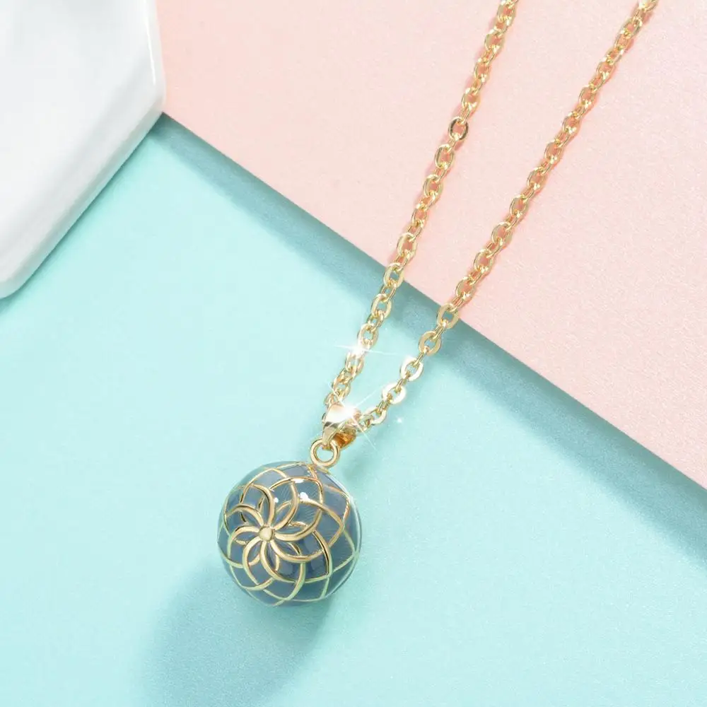 Eudora Harmony Green Gold Color Flower Ball Necklace Chime ball Maternal bola appease fetal prenatal bell pregnant women Jewelry