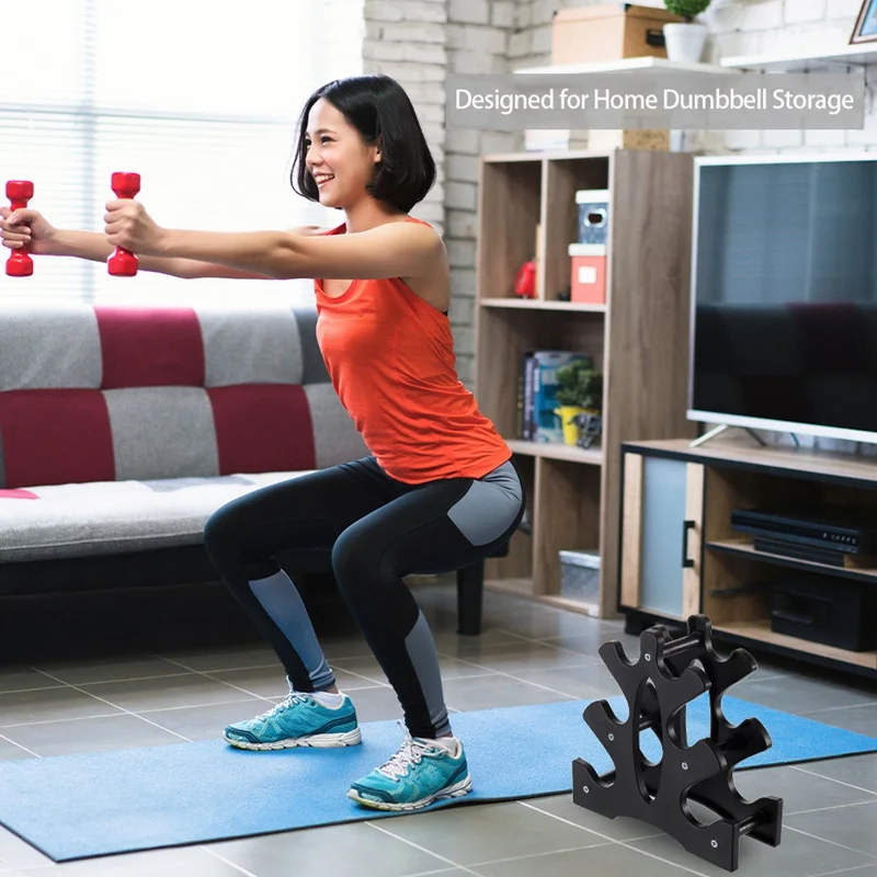 Yeni dambıl rafı standı 3 katmanlı dambıl ağırlıkları kolu standı tutar 30 pound spor salonu ekipmanları aksesuarları