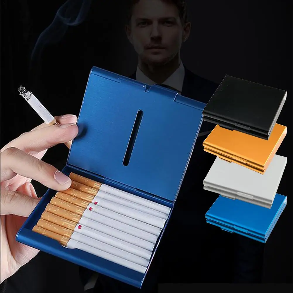 Double Layer Creative Aluminum Alloy Cigarette Case Ultra-thin Folio Cigar Storage Box Metal Container Can Hold 20 Cigarettes