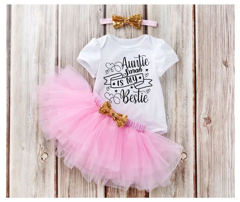 

Personalised Baby Bodysuit Baby & Aunt Newborn Girl Clothes Casual Thanksgiving Outfits for Girls 7-12m Fashion Sets