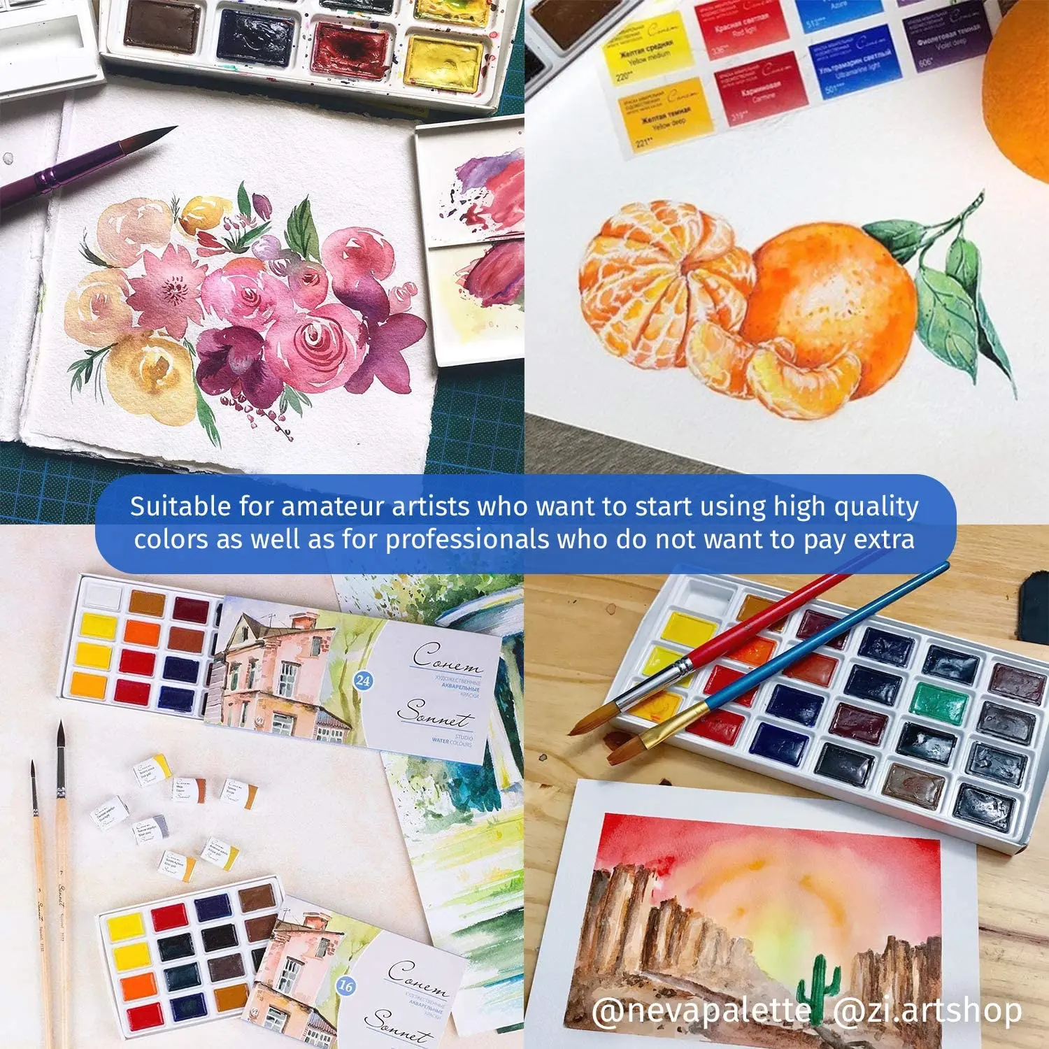 Russisches Aquarellfarben-Set „White Nights Artists Grade 12/24/36“, volle Pfannen für Profis, Anfänger und Enthusiasten – Detail 9