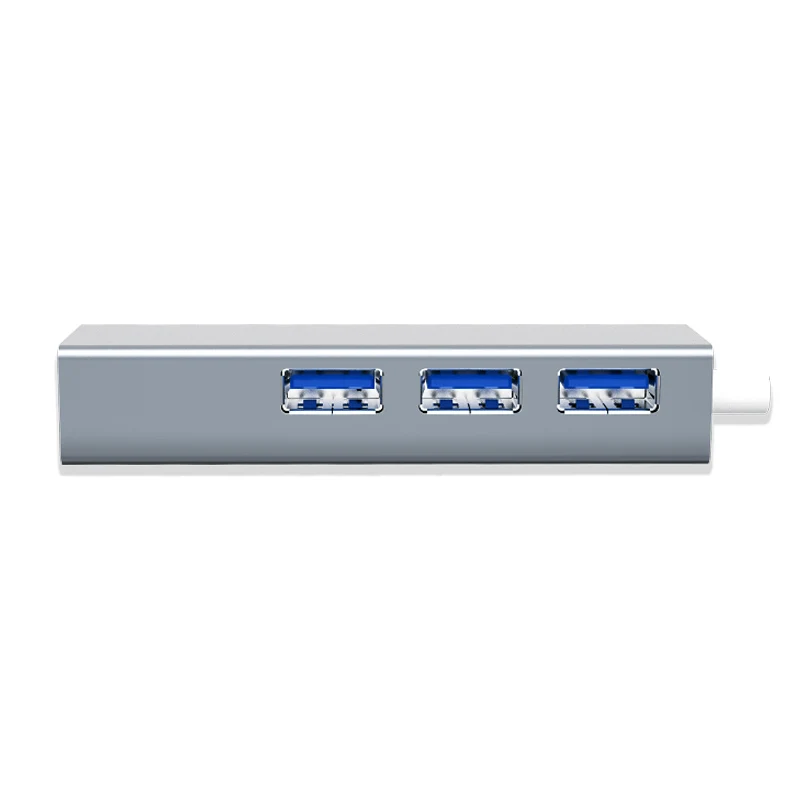 Type C To 3 Port USB3.0 High Speed HUB With 1000mbps Ethernet Port CHB013 Support 1TB HDD Transfer Speed Up To 300mb/s