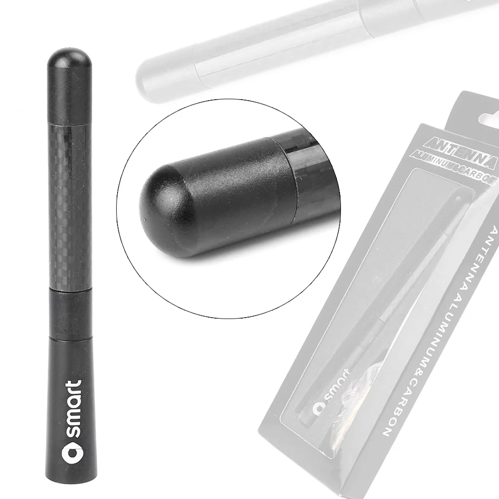 1pcs Black Short Carbon Fiber Car Antenna Replacement For Mercedes-Benz Smart Fortwo Universal