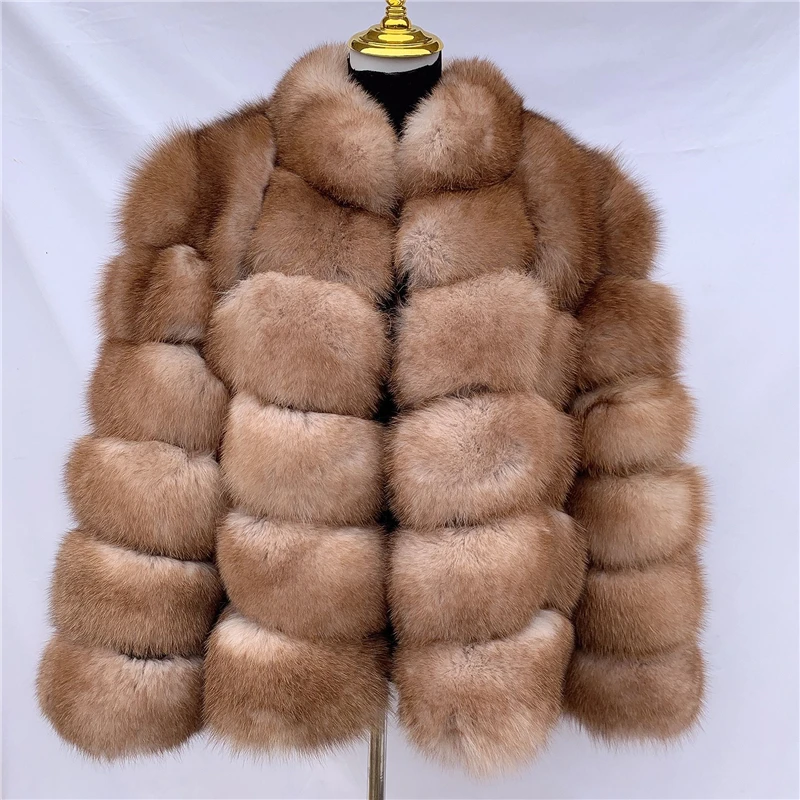 

2020 natural fox fur coat with stand collar winter warm fox fur coat sleeves detachable ladies winter fur coat fox fur vest good