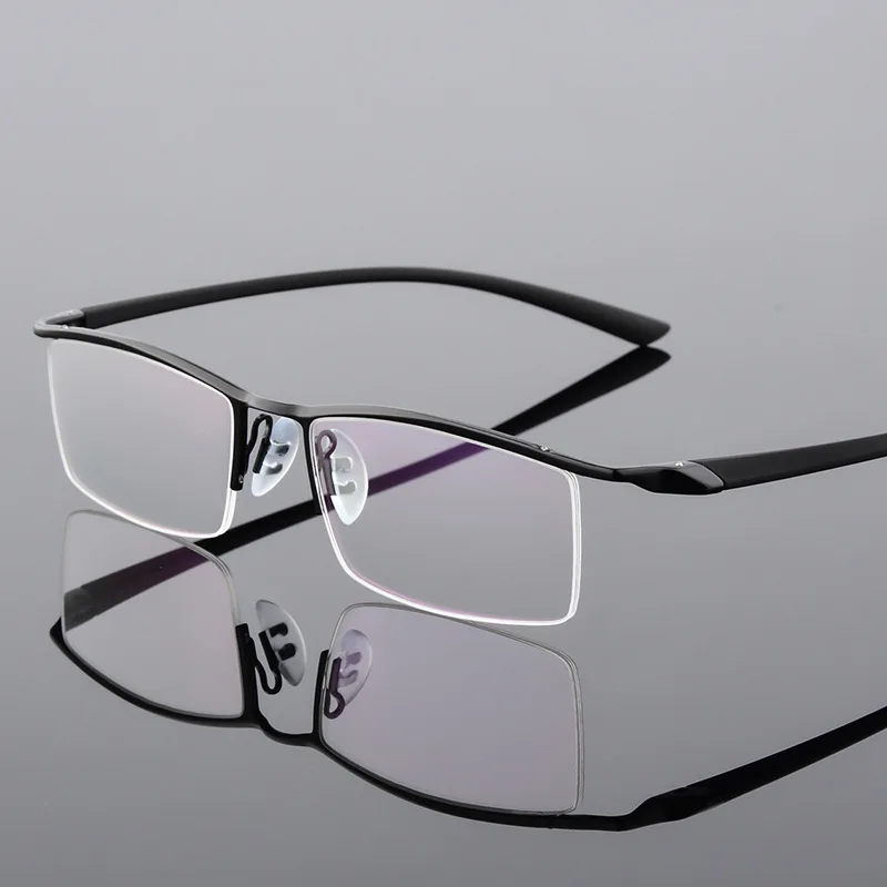 New Arrival Metal Frame Glasses Men Business Style Half Rim Browline Frame Rectangle Spectacles with Spring Hinges