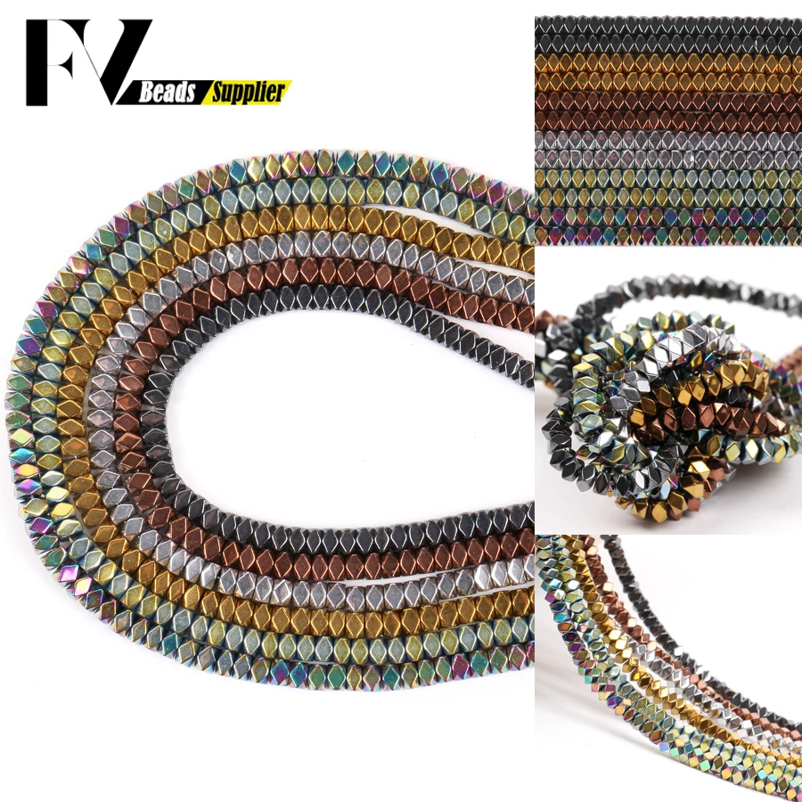 Faceted Natural Hematite Stone Beads Colorful Black Gold Color Octagon Rondelle Beads For Jewelry Making Diy Necklace Bracelet