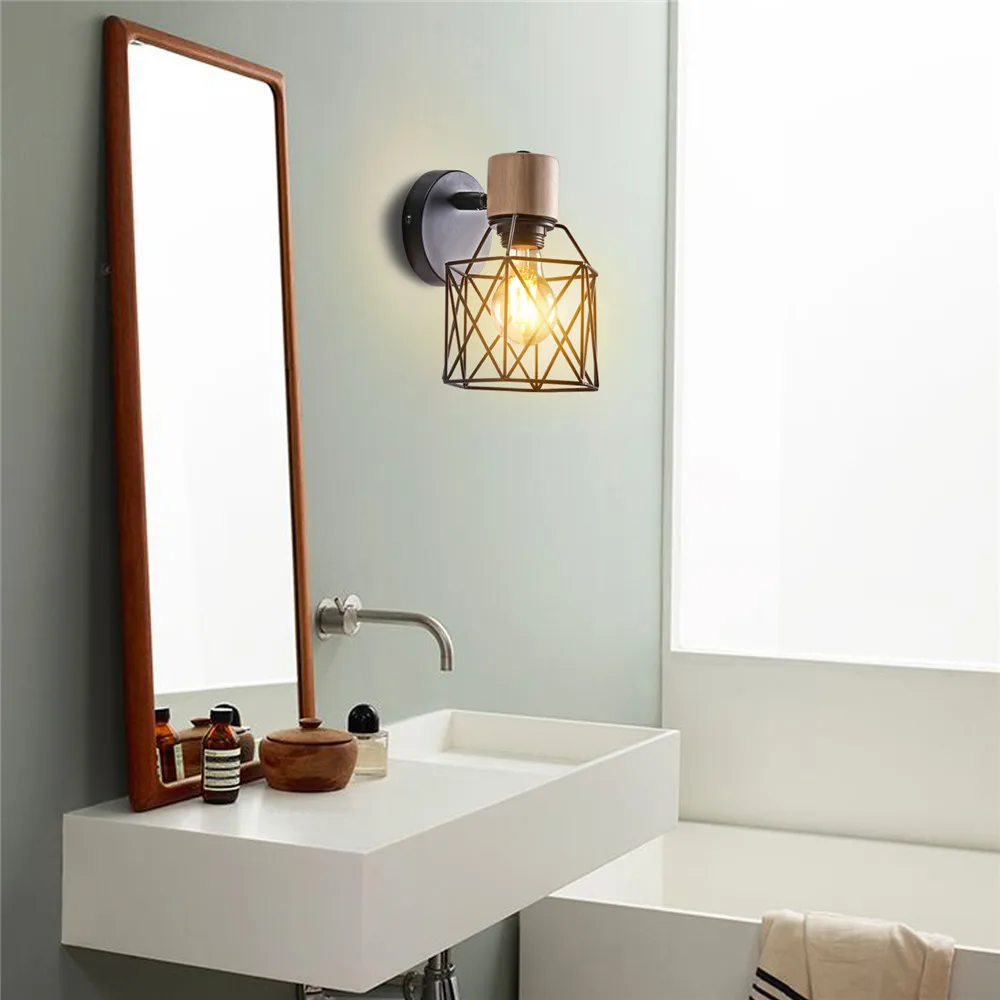 Modern Minimalist Wall Lamp Sconce Nordic Bedside Table Wall Light for Bedroom Bathroon Wooden Iron Cafe Lighting Decoration LED