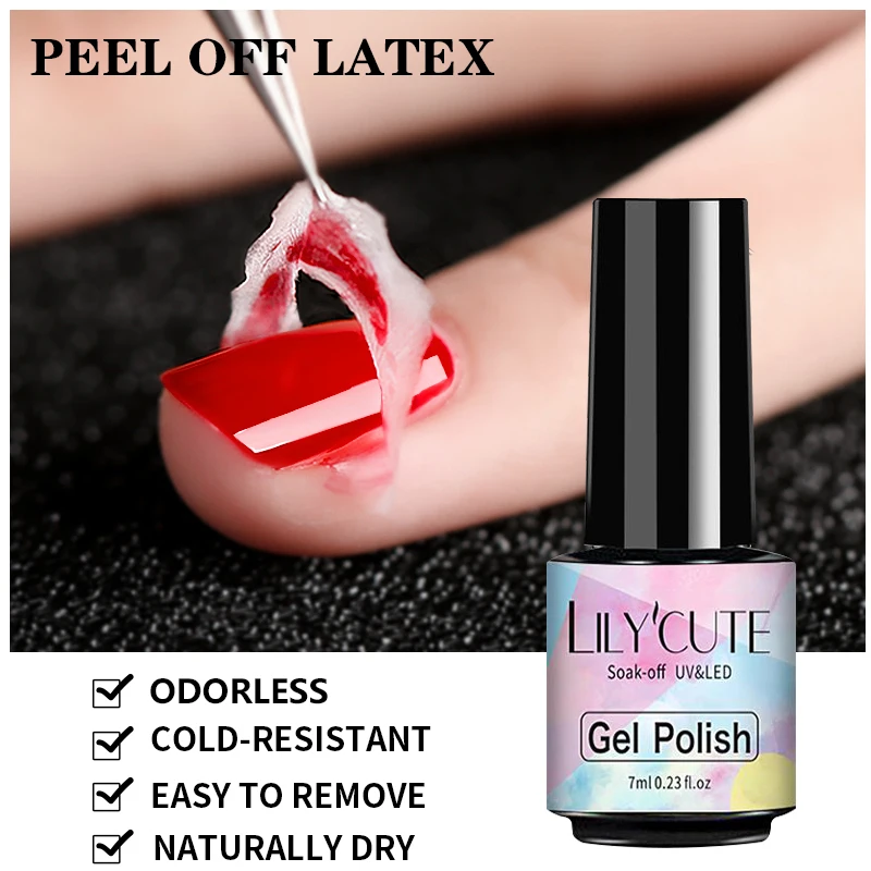 LILYCUTE Nail Art Peel Off Latex Liquid Tape Protect Nail Polish Varnish Anti-spill Latex Fast Dry Skin Care Tool With Tweezer