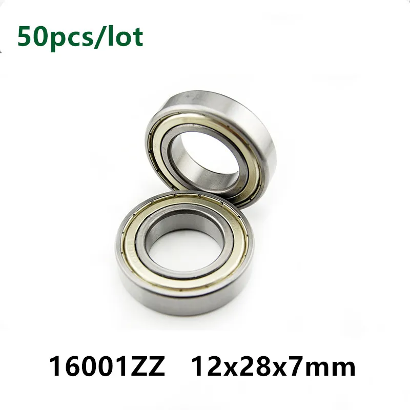 50pcs 16001ZZ 12*28*7mm thin wall deep groove ball bearing 16001 16001Z 12x28x7 mm