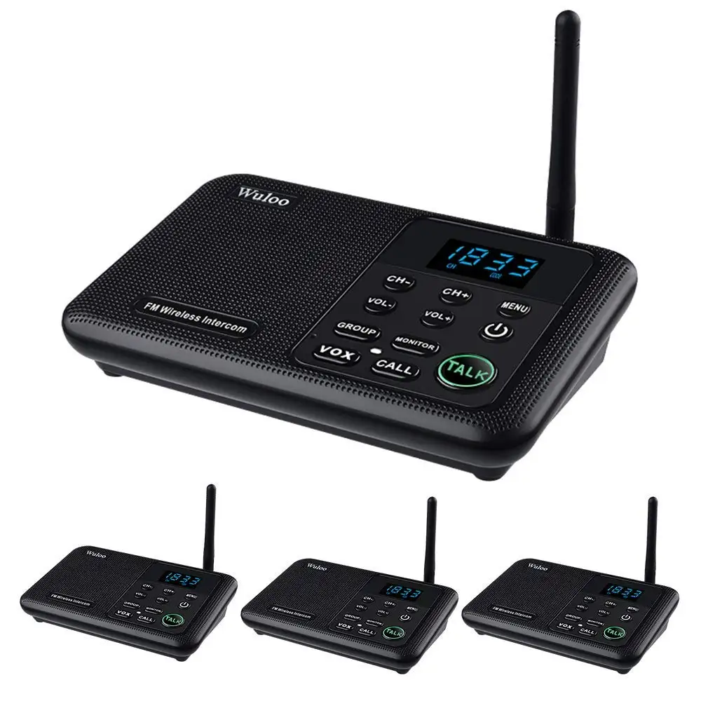 Wuloo 22-Channel FM Wireless Intercoms Home House Business Offices Room to Room Calling & Talking System 1 Mile Long Range