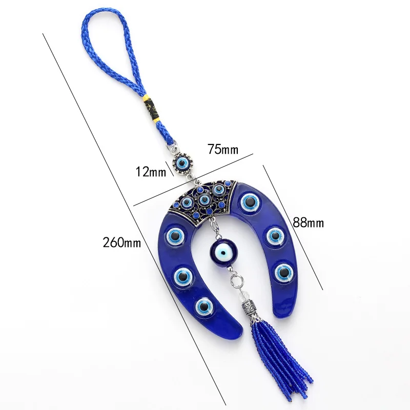 Oko niebieski kształt podkowy urok brelok do kluczyków samochodowych biżuteria wisiorek z Bule oko koralik
