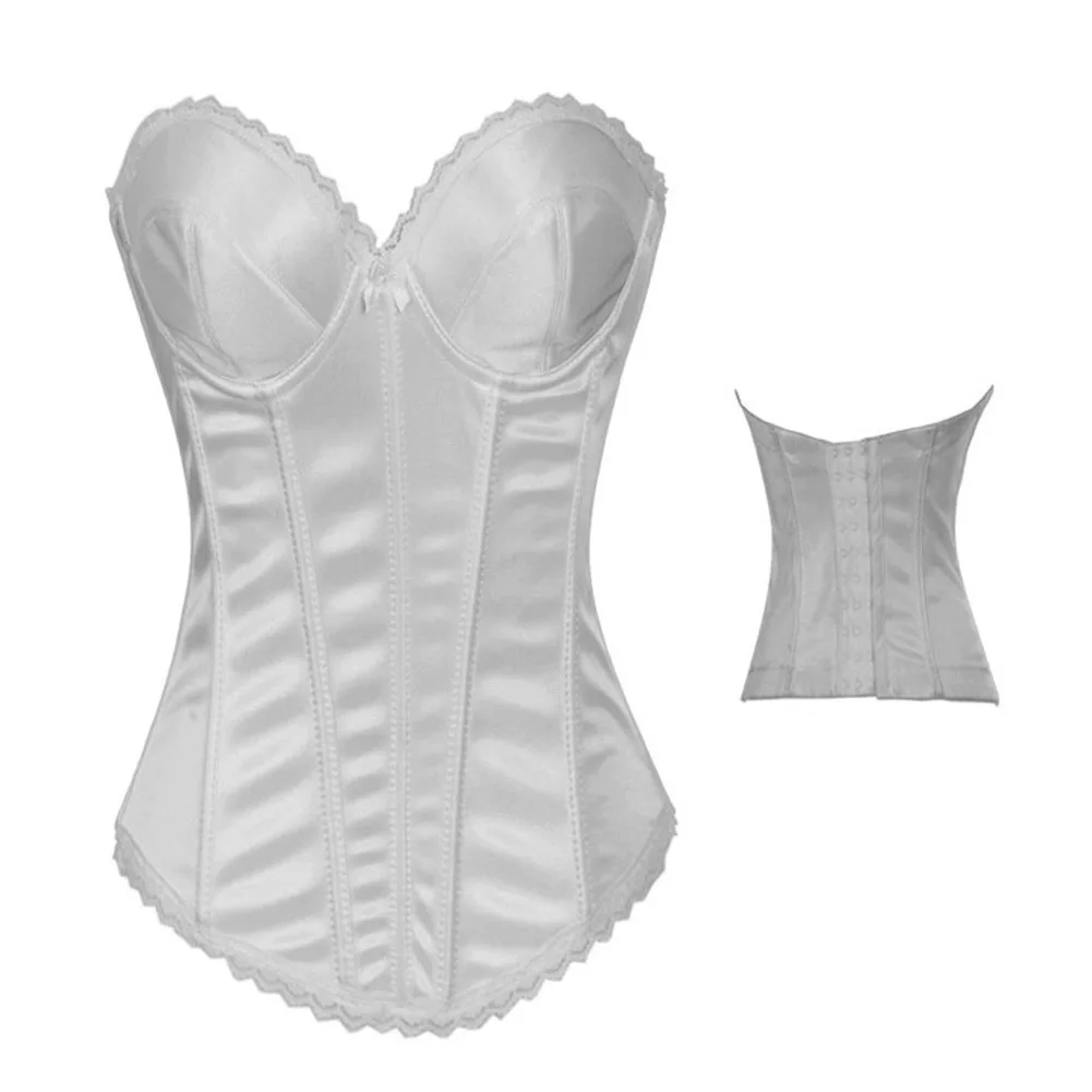 Corselet feminino para casamento, espartilho sexy estilo vintage, lingerie em cetim branco, preto, busto, brocado, roupas