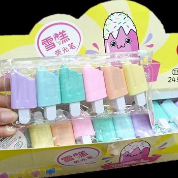Ellen Brook 6 ชิ้น/แพ็คน่ารัก Kawaii Iscream Ice Cream Candy สี Highlighter อุปกรณ์สํานักงานโรงเรียนของขวัญ