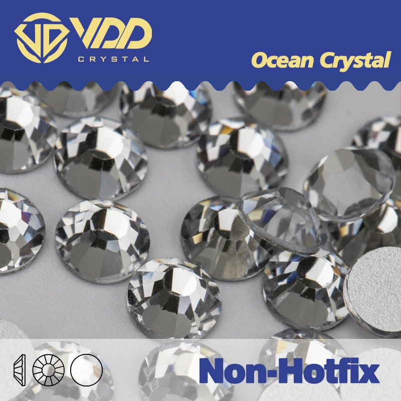 VDD-SS3-SS50 de diamantes de imitación de cristal de alta calidad, superbrillante, termoadhesivo sin pegamento, parte trasera plana, piedras 3D para