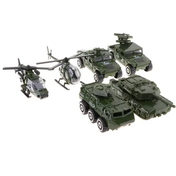 6 in 1 Assorted 1/87  Vehicles Model Kids Tank for Jeep Army Toys