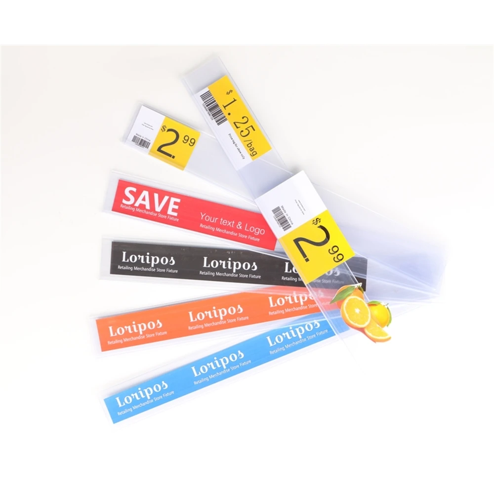 

55mm*100cm Flat Adhesive Price Label Holder Strip Shelf Talker Pvc Plastic Sign Clip Data Strip Card Tag Snap Shelf Channel Cove