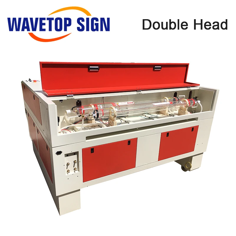 WaveTopSign آلة قطع النقش بالليزر برأس مزدوج 9060 1310 1610 1810 / 80 واط 100 واط 130 واط حجم العمل 1600x1000 مللي متر 1800x1000 مللي متر