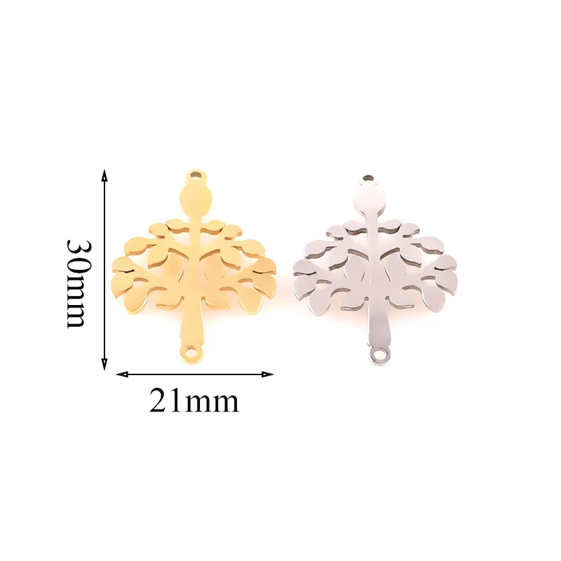 5 ชิ้น/ล็อตสแตนเลสสตีลดัดต้นไม้ Charms Fit สร้อยข้อมือ Connector Charm สร้อยข้อมือสร้อยคอ DIY เครื่องประดับทำด้วยมือทำ