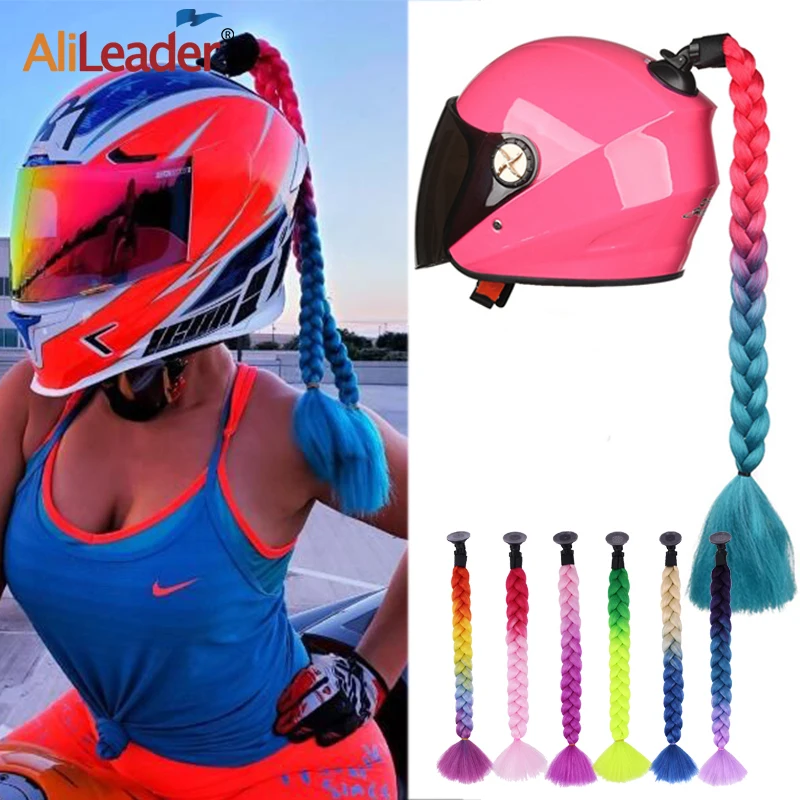 New Helmet Braid Motorcycle Helmet Braids Ponytail With Twist Sucker Ombre Motorcycle Pigtail Ponytail Braids Without Helmet