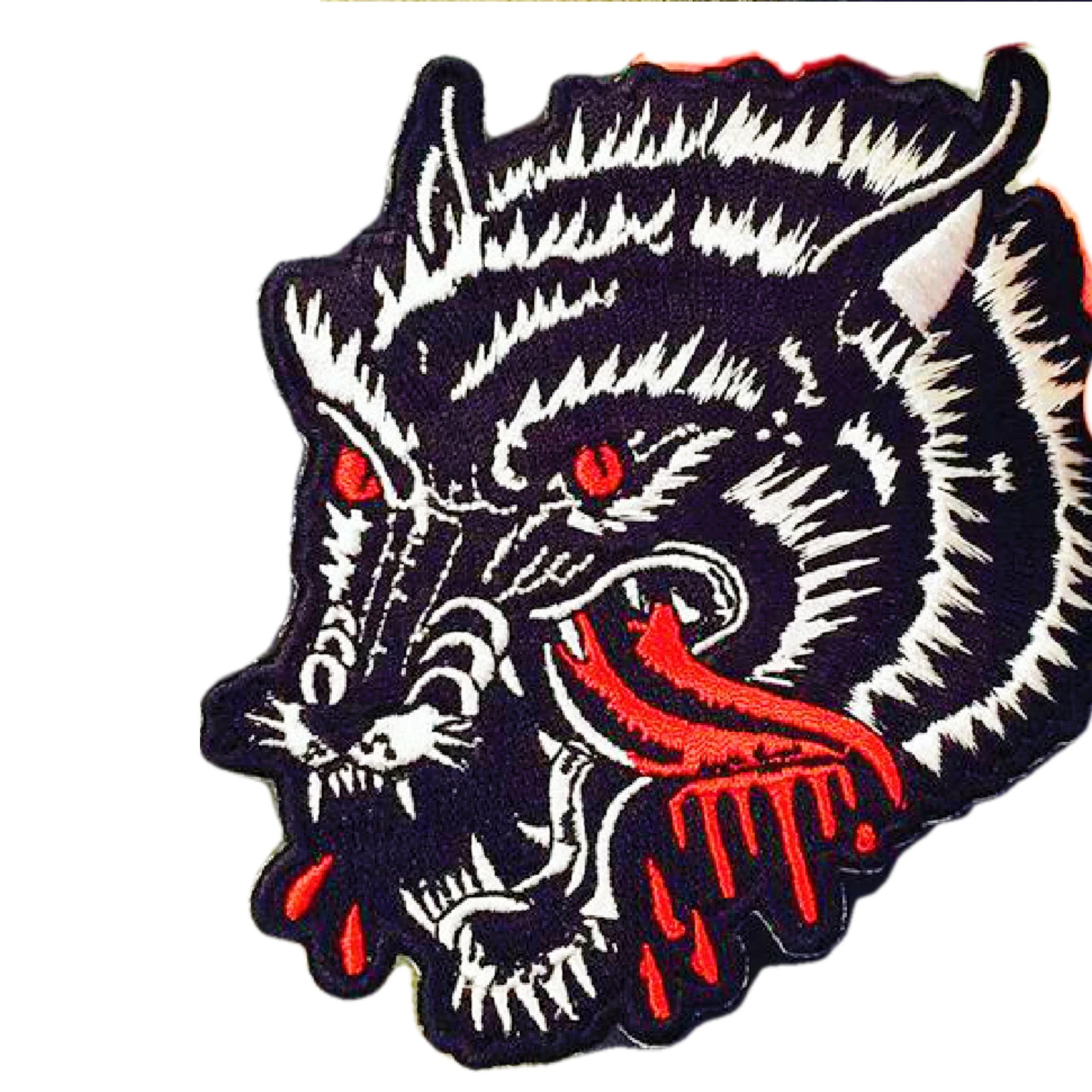Wild Boar Black Animal Embroidered Patches Angry Horror Punk Patches Cute Applique Iron On Badge Craft Patch for Clothing