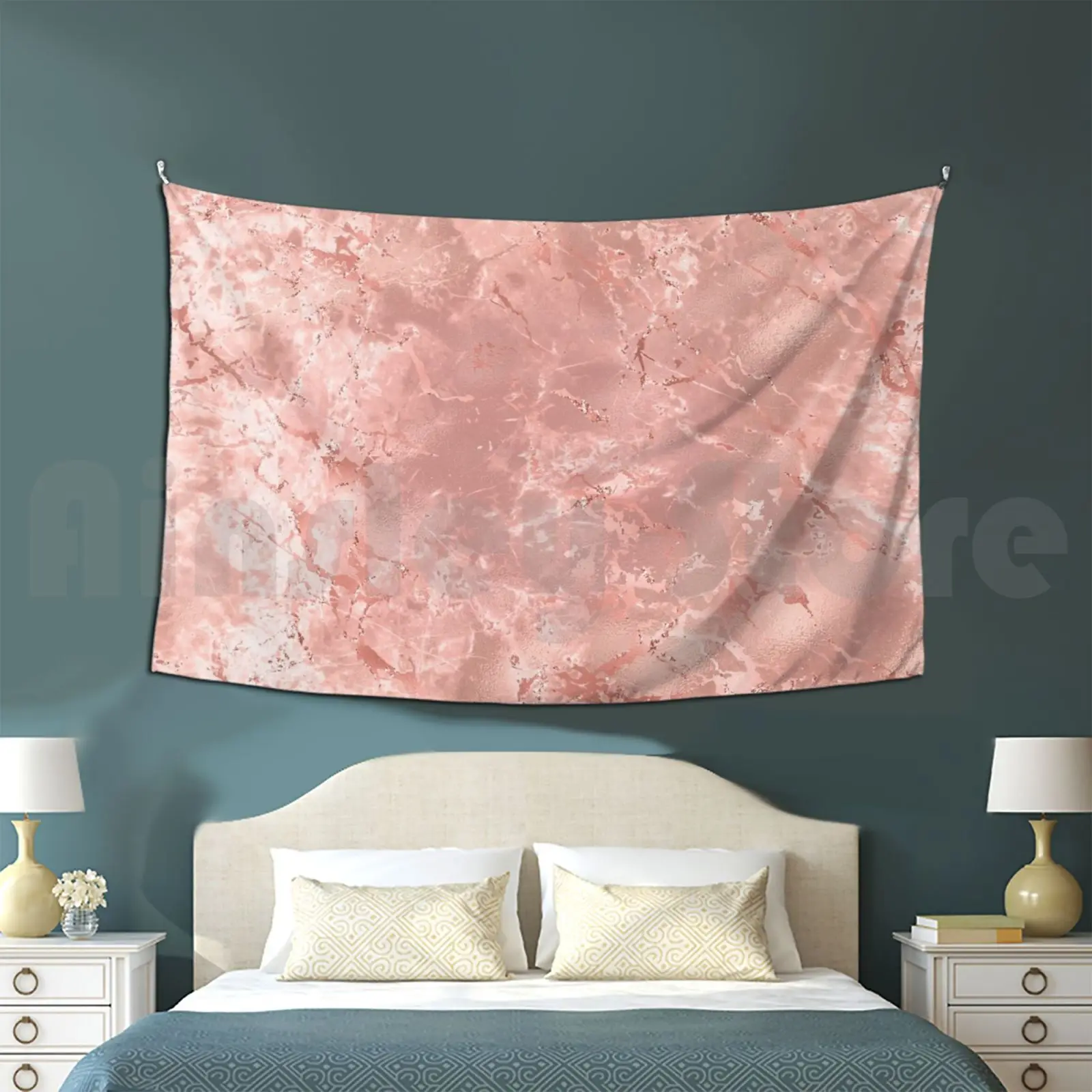 Tapestry Rose Gold Pink Sparkle Marble 3229 Marble Cute Pink White Funny Girly Pastel Pattern