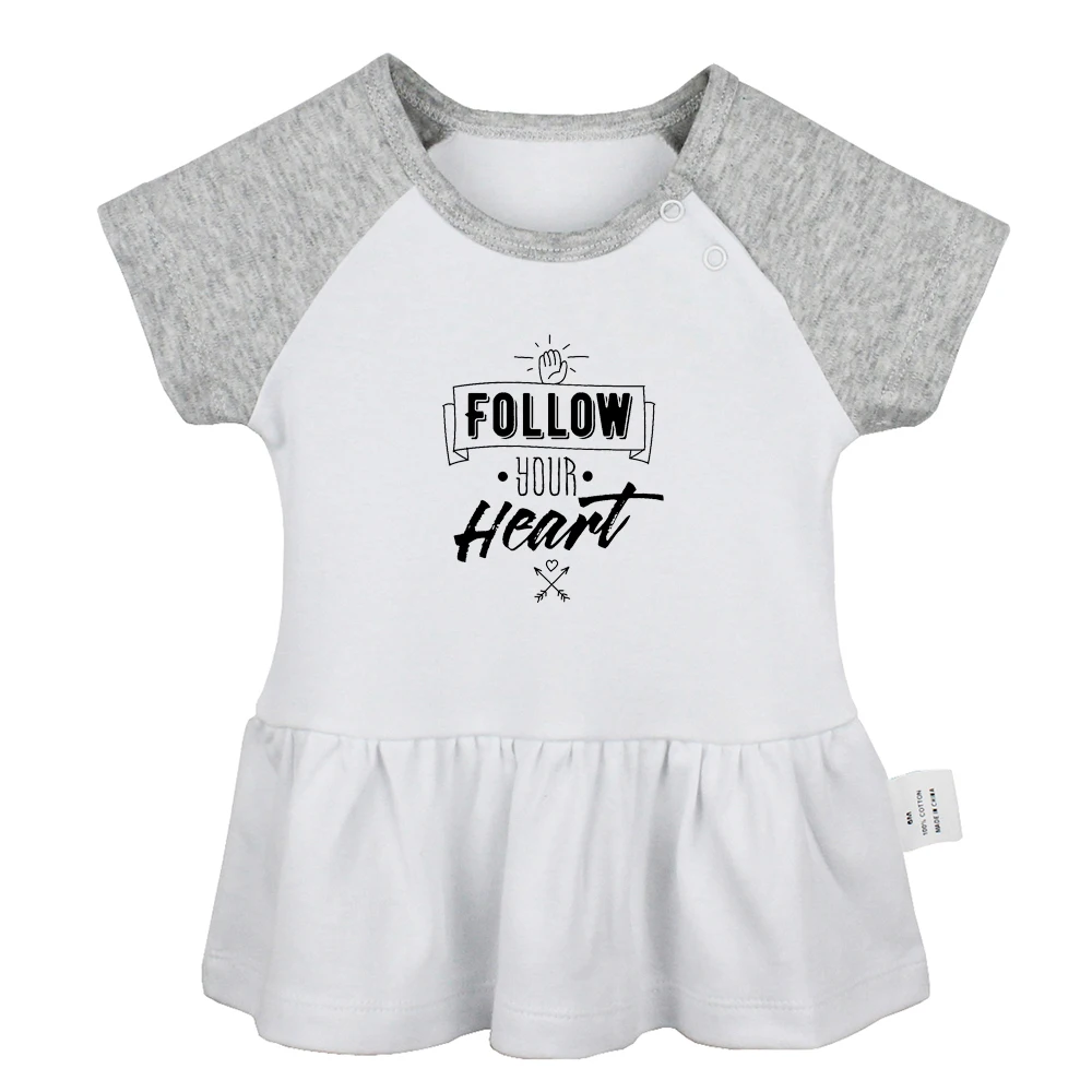 

Follow Your Heart Inspirational Romantic Quote Design Newborn Baby Girls Dresses Toddler Infant Cotton Clothes