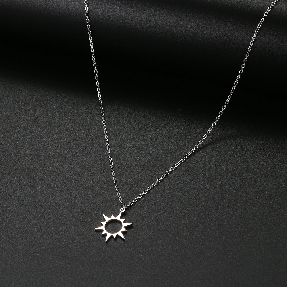 Stainless Steel Necklaces Simple Little Sun Pendant Collar Chain Fashion Necklace For Women Men Jewelry Friends Best Gifts NEW