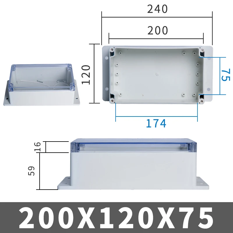 IP67 Kunststoff Transparent Box Wasserdichtes Gehäuse Elektronisches Projekt Außeninstrument Elektrische Projektbox Anschlussgehäuse