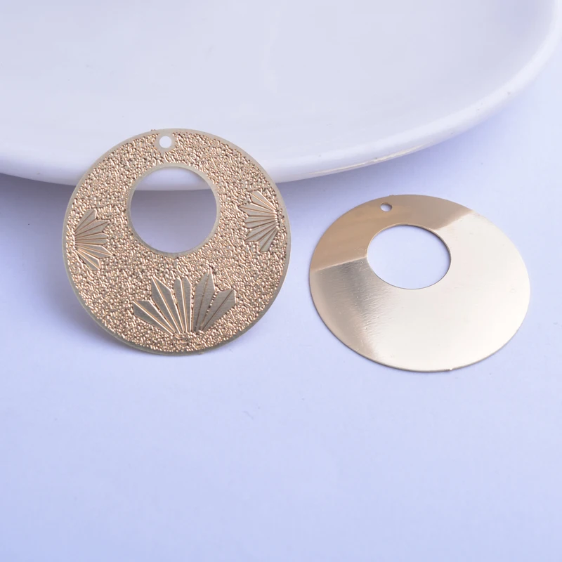 30 Stück AB6388 35mm Messing Roségold plattierte runde Blumenanhänger Schwarz Anhänger – Detail 4