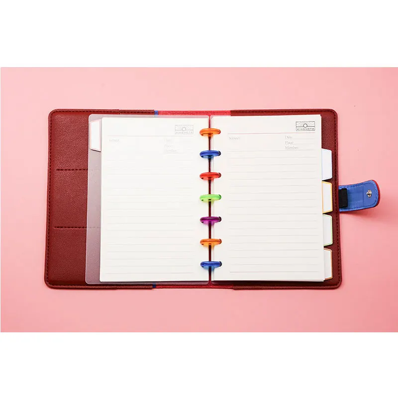 A5 B6 Binding Discs Button Notepad Plastic Loose-leaf Coil Foldable Plastic Disc Buckle Colorful Binder Ring Snap Planner Book