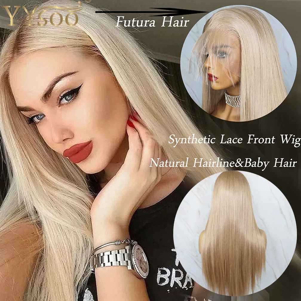 

YYsoo Long 103 Color 13x6 Synthetic Lace Front Wig Silky Straight Futura Japan Heat Resistant Fiber Hair Blonde Wigs for Women