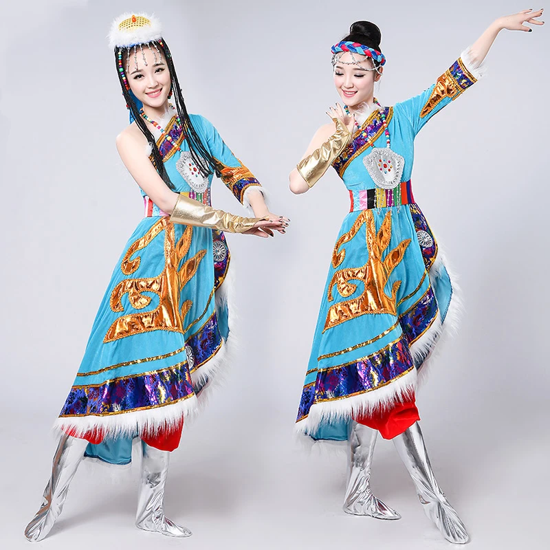 

Mongolian tibet style ethnic Costume stage Performance Clothing festival party dress folk dance clothing