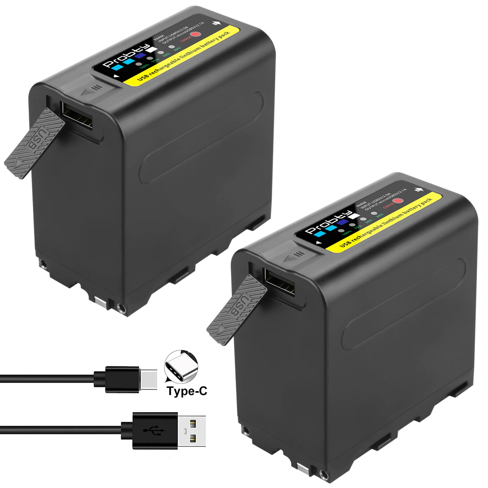 

2 x USB Output 10800mAh NP-F970 Battery with LED Power Indicator for Sony NP-F970, NP-F975, NP-F960, NP-F950, NP-F930, DCR, DSR