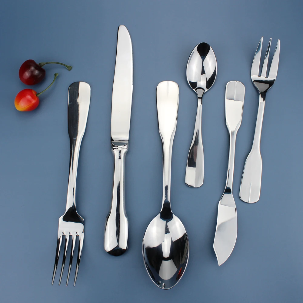 Recommended Luxury Perfect Mirror Stainless Steel Cutlery 6 Utensils Dinnerware Cake Fork Butter Knife Useful Flatware For Home