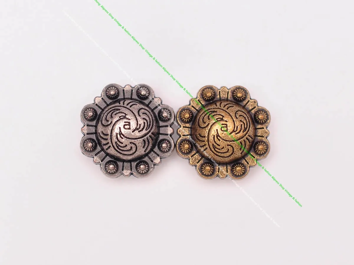 20 stücke 16mm Vintage Silber Westlichen Blumen Beere Conchos Screwback Für Leathercraft Pferd Sattel Gürtel Brieftasche Hut Decor – Detail 17