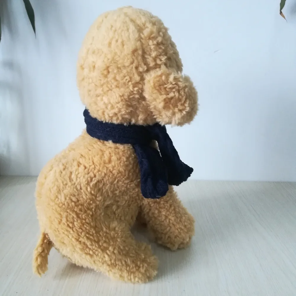 new toy about 32cm lovely squatting dog with scarf plush toy soft poodle toy dog doll birthday gift w0233