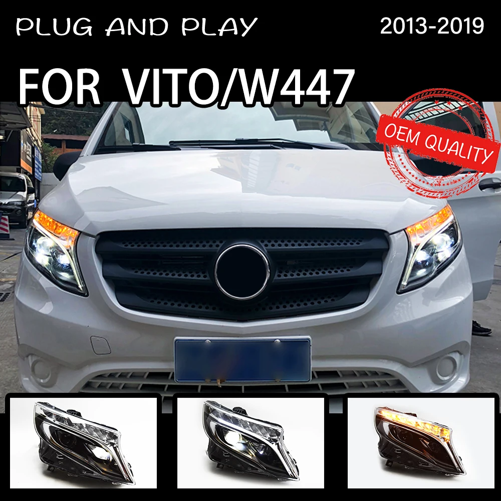 Headlight For Benz Vito 2013-2019 Car автомобильные товары LED DRL Hella 5 Xenon Lens Hid H7 Benz W447 Car Accessories