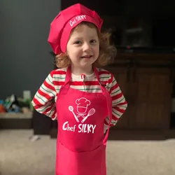 Personalized Chef Apron Hat Set for Boys Girls Custom Name Soft Cotton Comfortable Little Cook Teen Toddle Gifts Aprons