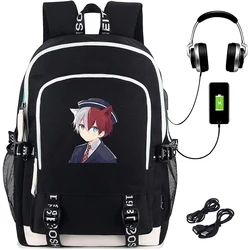 My Hero Academia Backpack With USB Charging Port MHA Cosplay Bookbag for Boys Girls Deku Printed College School Bag