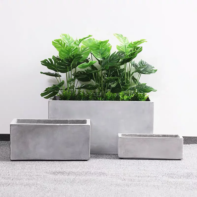 Concrete Pot Mold Big Size Rectangular Concrete Planter Silicone mold Industrial Style Cement flowerpot Container Mould