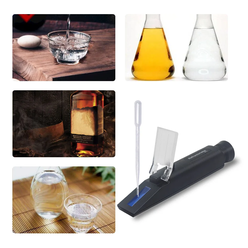 Alcohol Meter For Moonshine 0~80%V/V Refractometer Alcohol Tester ATC Handheld Vodka Whiskey Alcohol Percent Measuring Tools