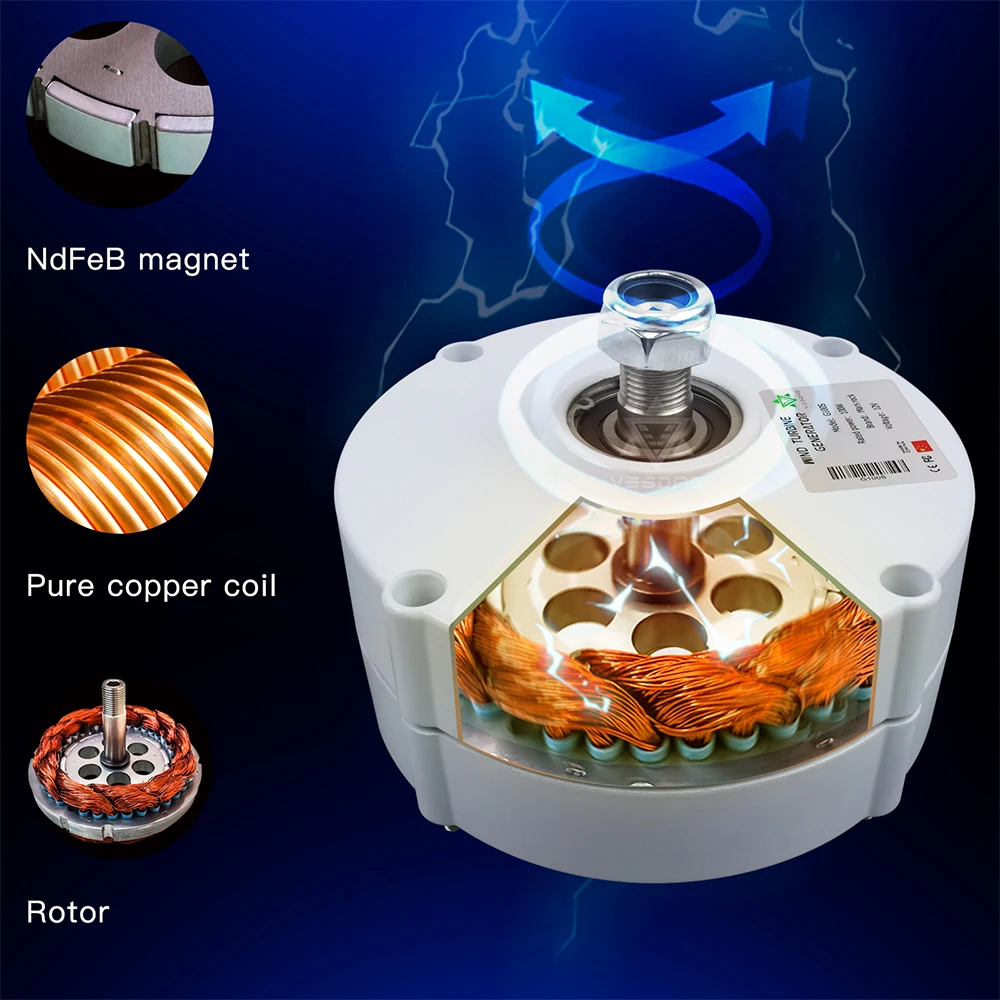 Imagem -03 - Fase Gearless Gerador de Ímã Permanente com Base 700 Rpm ac Alternadores para o Motor Diesel da Turbina de Água Eólica 200w 12v 24v