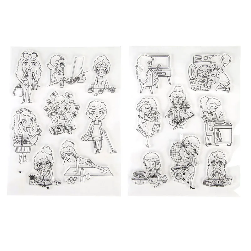 

6x8 inch Girl Daily Transparent Clear Silicone Stamp/Seal for DIY Scrapbooking/Photo Album Craft Decorative Clear Stamp