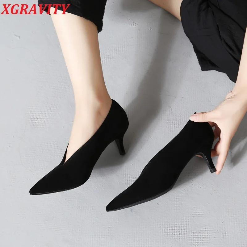 Spring Autumn Fashion High Heel Pumps Sexy Pointed Toe V Cut Dress Shoes Women Bridal Shoes New Ladies Footwear Branded Shoes