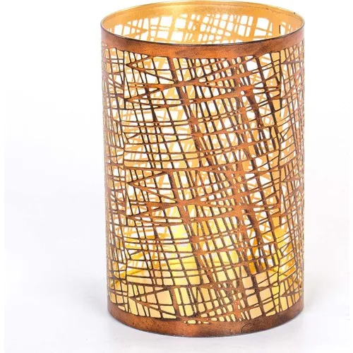 Euro Flora Rust Colored Candle Holder Lantern Metal 15x22 cm