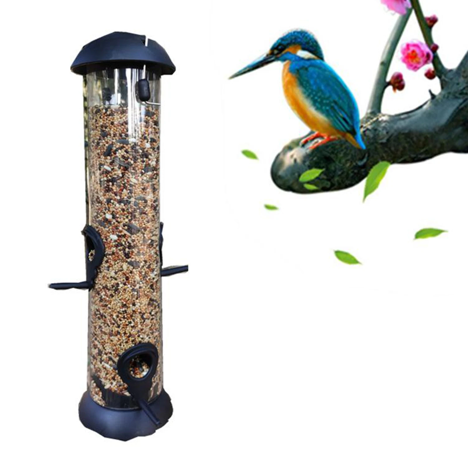 Window Bird Feeder Outdoor Gardening Transparent Wild Bird Feeder Automatic Bird Seed Food Dispenser Feeder Accessories